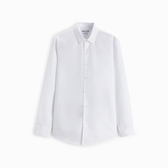 ZARA EASY CARE TEXTURED SHIRT WHITE SIZE M| 7545/447/250 - Picture 1 of 11